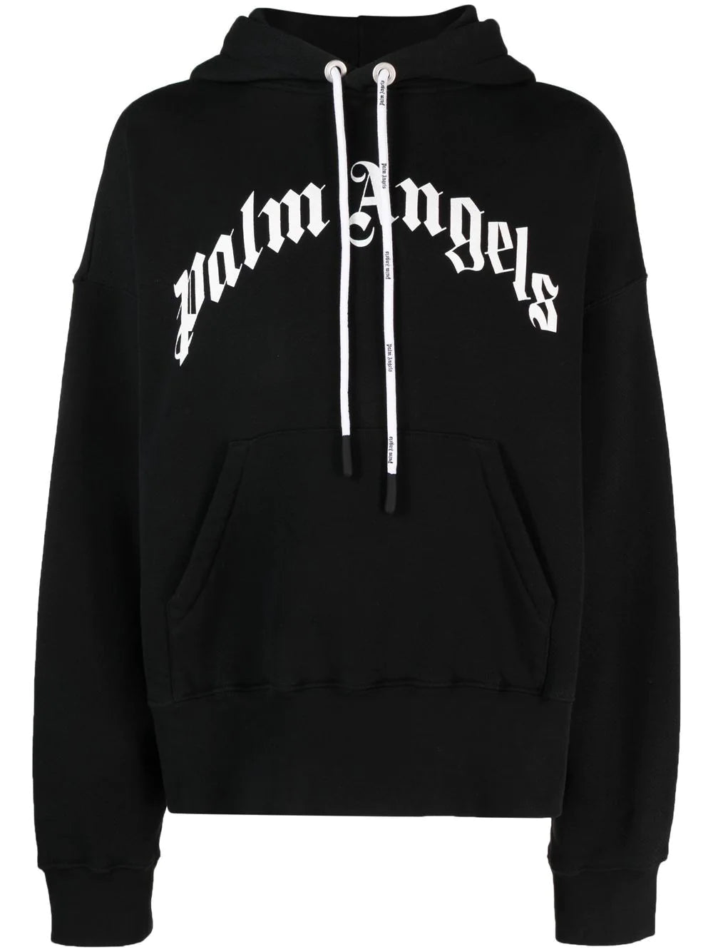 Palm Angels Black Curved Logo-Print Hoodie
