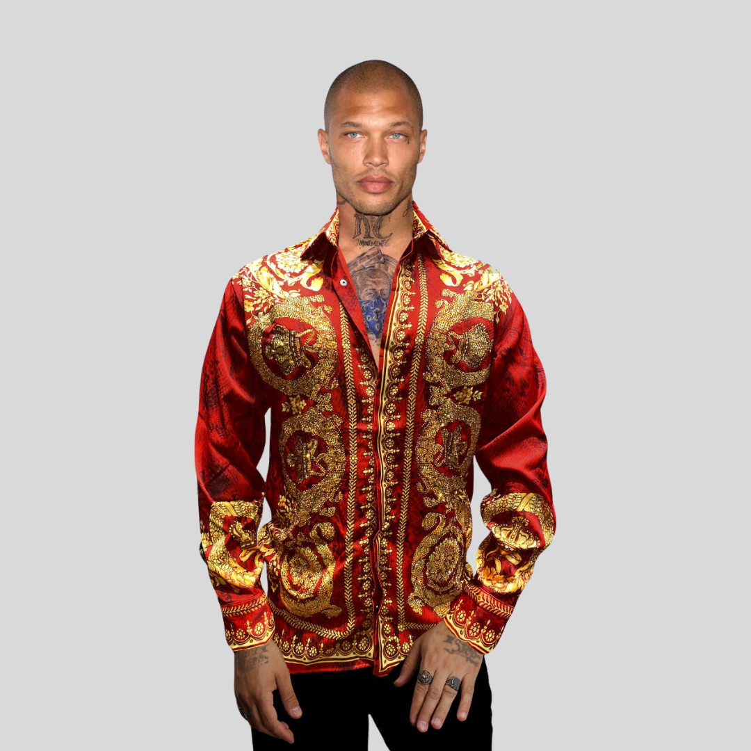 Avenue George V Paris Red Long Sleeve Polo