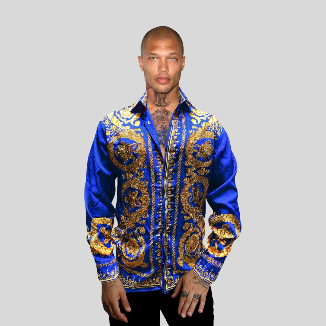 Avenue George V Paris Blue Long Sleeve Polo