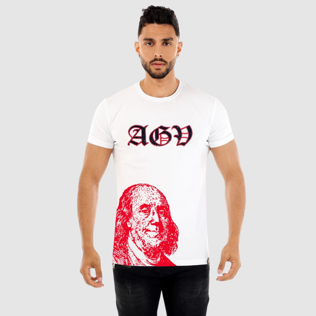 Avenue George V Paris White Benjamin Franklin T-Shirt
