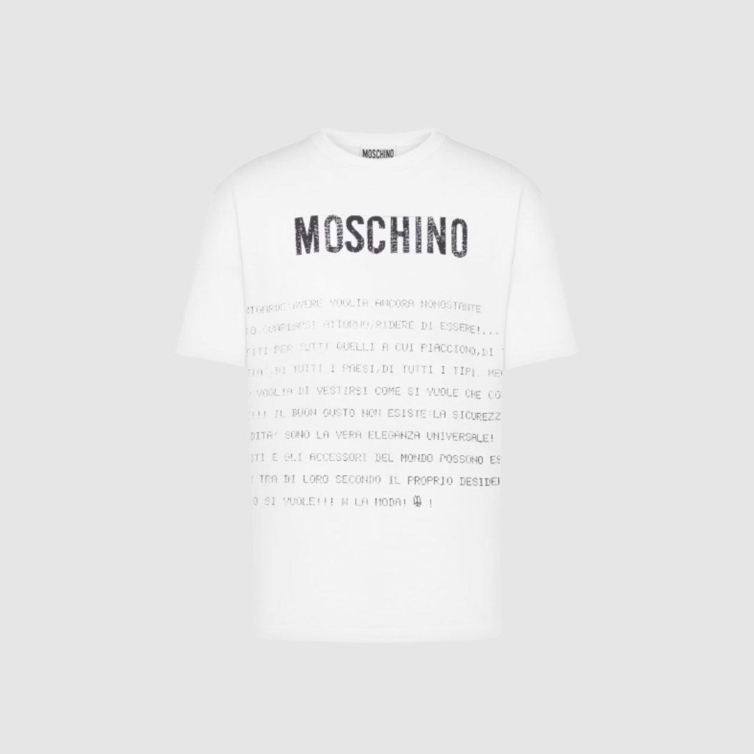 Moschino White Message Print T-Shirt