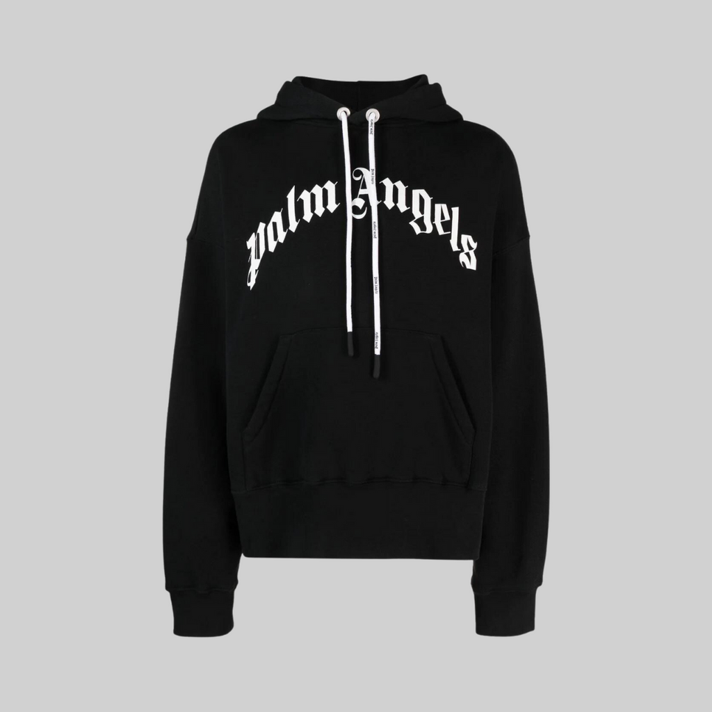 パーカー・フーディ Palm Angels PMBB058C99FLE003 CURVED LOGO Hoodie Palm Angels Black Curved Logo-Print Hoodie – ICETIME LUXE