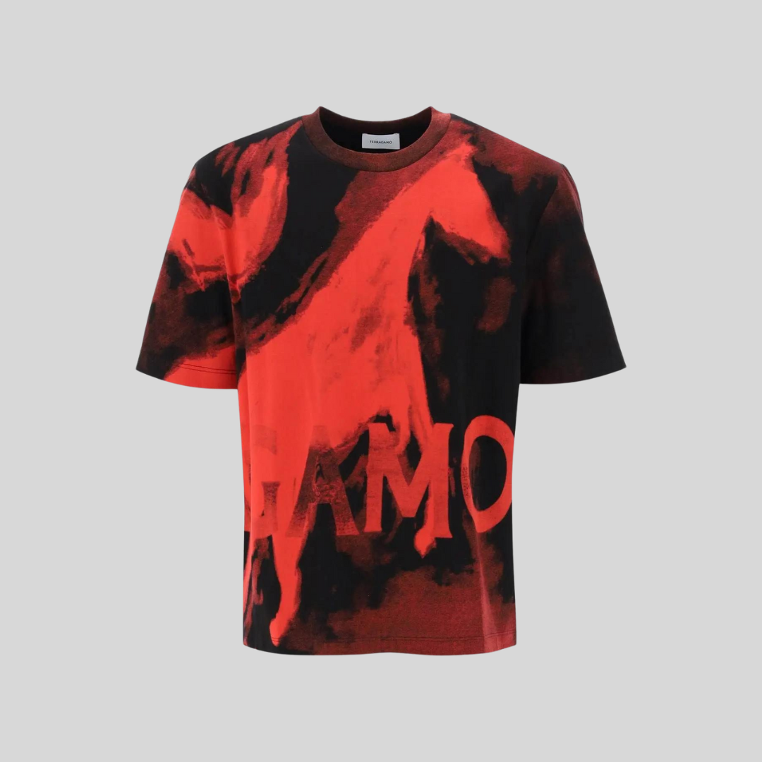 Red Mustang Print T-Shirt