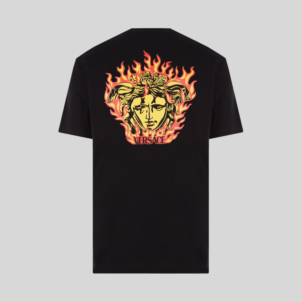 Versace Black Medusa Flame Print T-Shirt – ICETIME LUXE Versace Black Medusa Flame Print T-Shirt – ICETIME LUXE