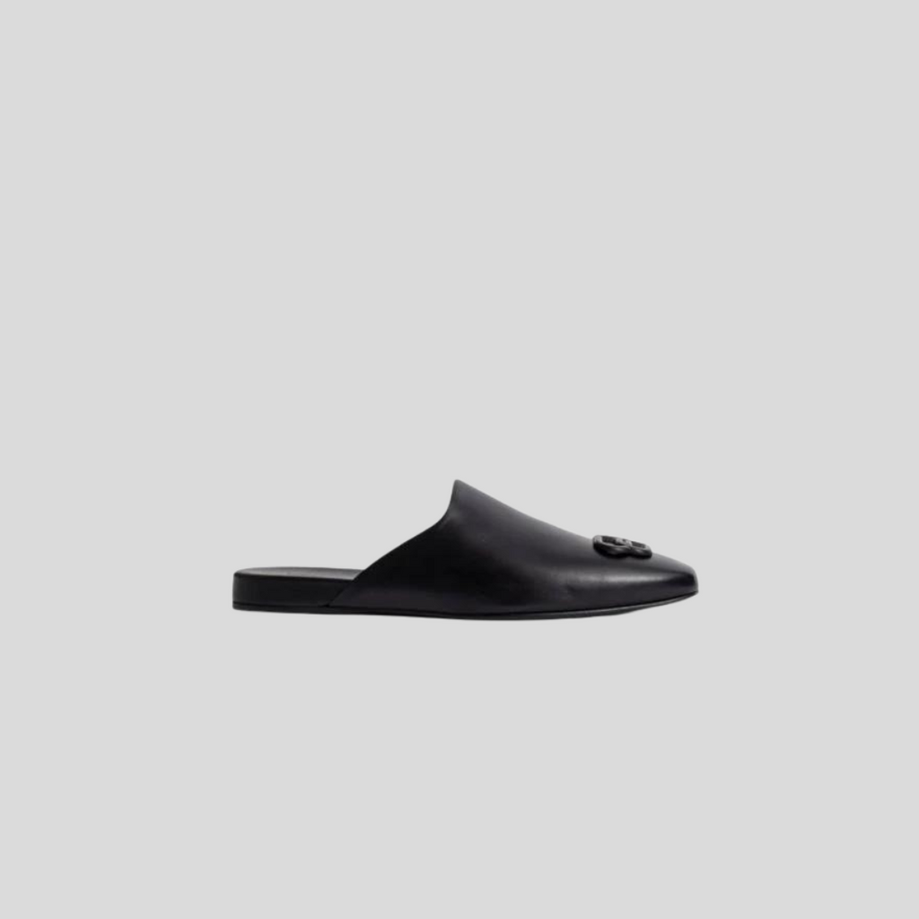 25SS new/BALENCIAGA シティレザーミュール Mule Black Black City embellished crinkled-leather mules | BALENCIAGA