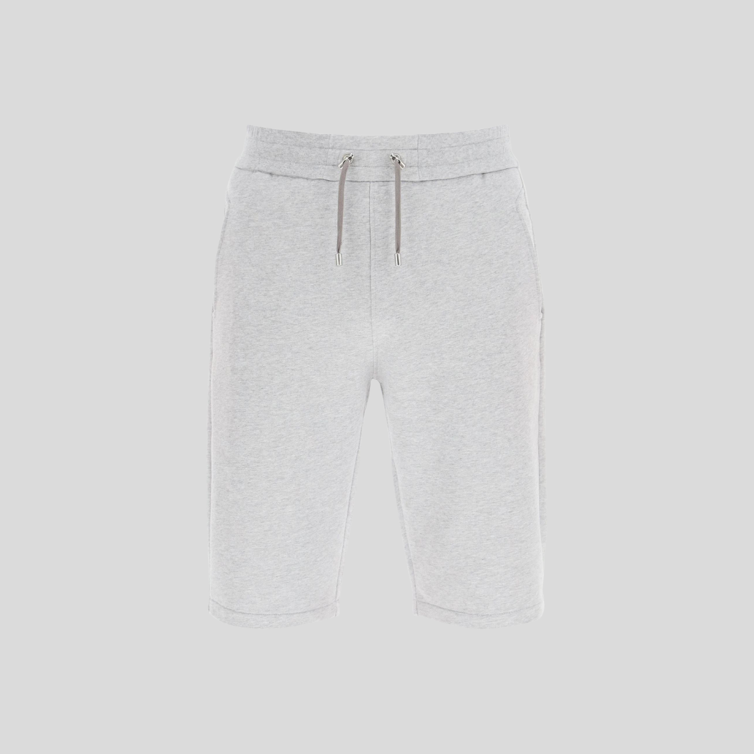 Balmain Gray Flocked Logo Shorts
