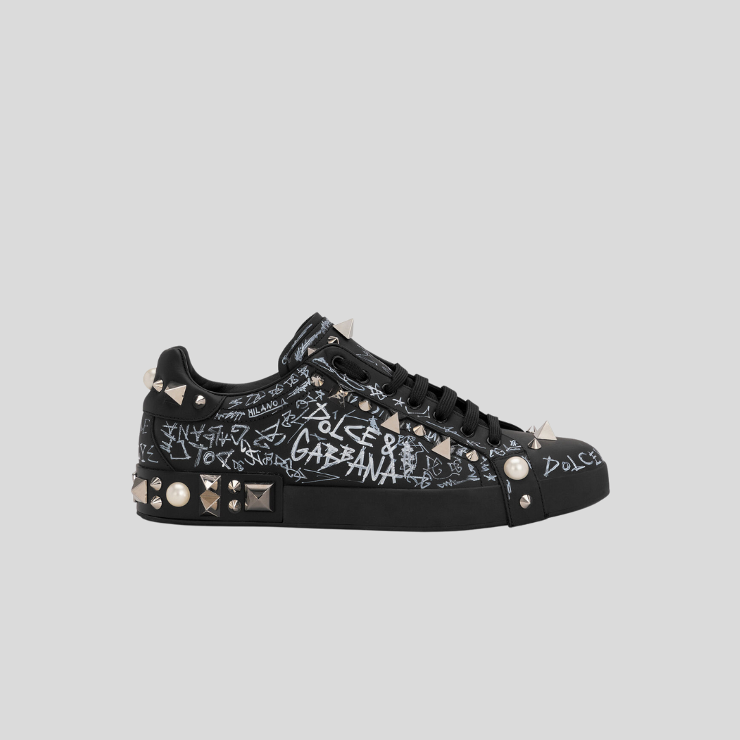 Dolce & Gabbana Black Portofino Studs Sneakers