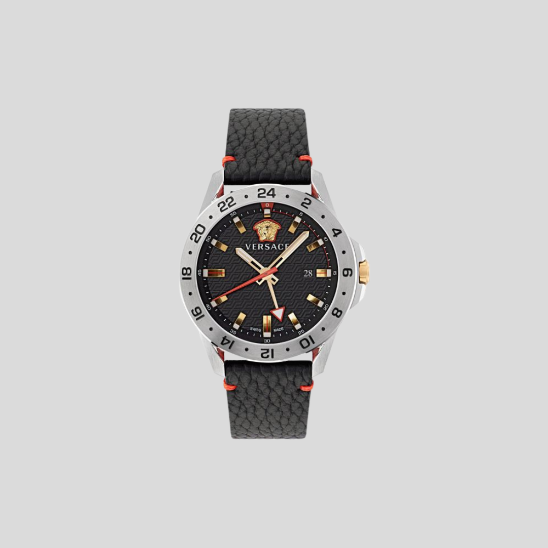 Versace Black Sport Tech Leather Watch