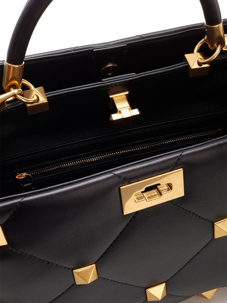 Valentino Garavani Black Roman Stud Tote Bag