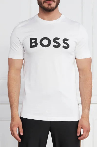 Hugo Boss White Logo Print T-Shirt