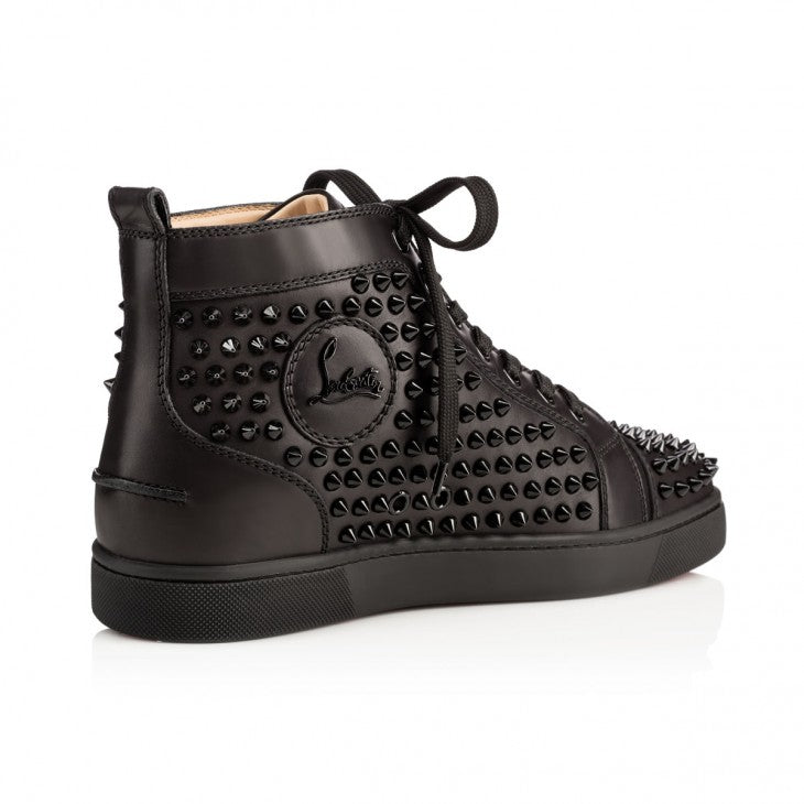 【Christian Louboutin】 Louis leather high-top sneakers Louis - High-top sneakers - Calf leather - Black - Men