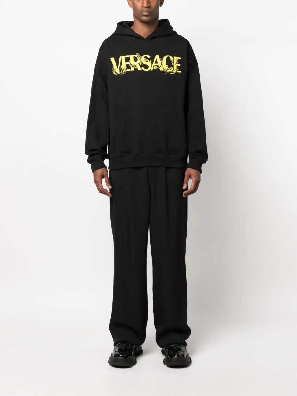 Versace Black Logo-print Cotton Hoodie