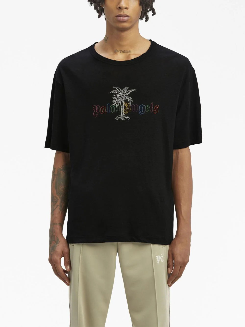 Palm Angels Black Logo-Print T-Shirt