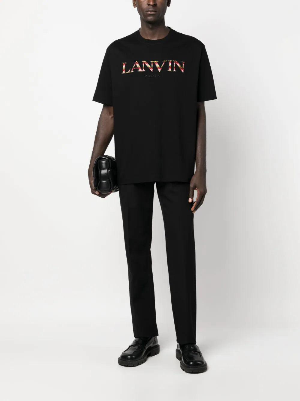 Lanvin Black Curb Logo-Embroidered T-Shirt