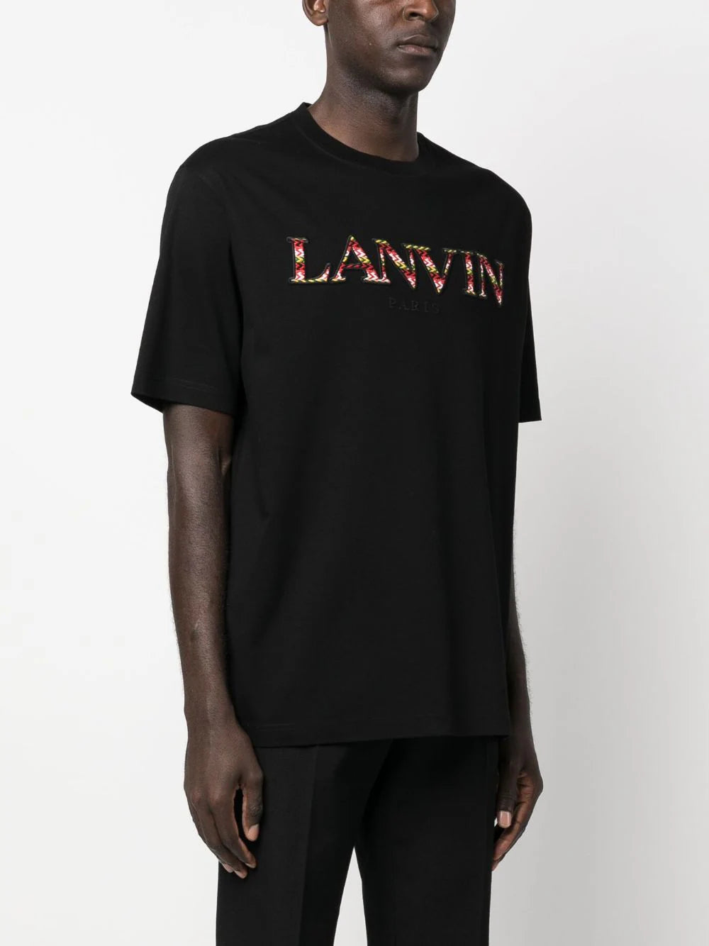 Lanvin Black Curb Logo-Embroidered T-Shirt