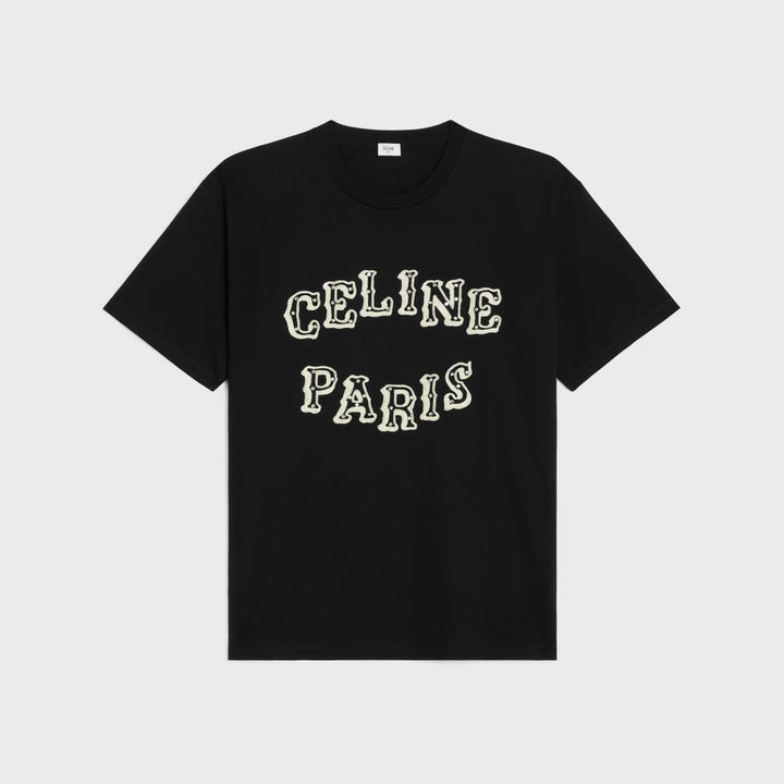 Celine Black Loose Embroidered T-Shirt