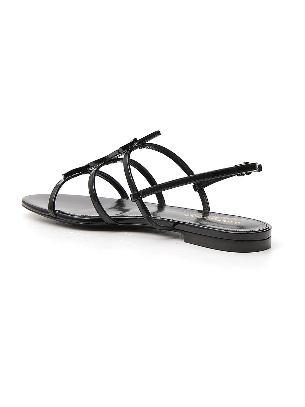 ★Saint Laurent★ Cassandre Flat Sandals Black 818293AADF110 YSL Cassandra 05 Black Sandals | ICETIME LUXE