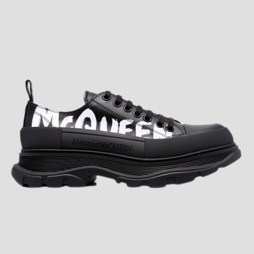 Alexander McQueen Black Tread Slick Lace-Up Graffiti Sneakers