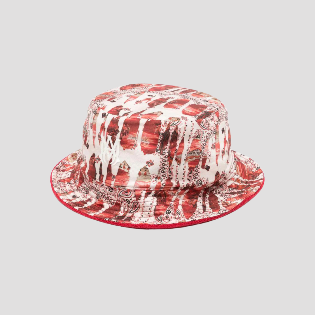 Amiri Red Logo-Embroidered Reversible Bucket Hat
