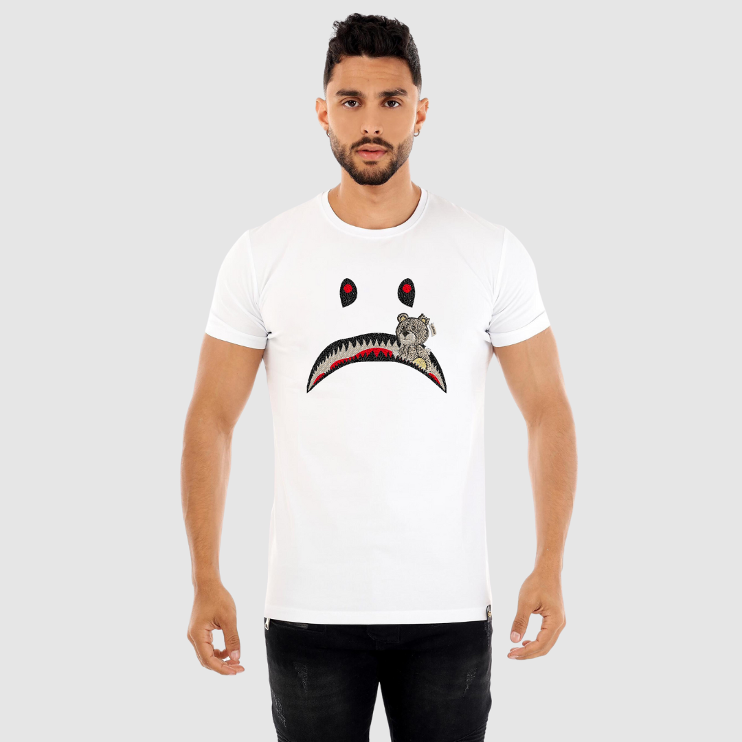 Avenue George V Paris White Bear Print T-Shirt