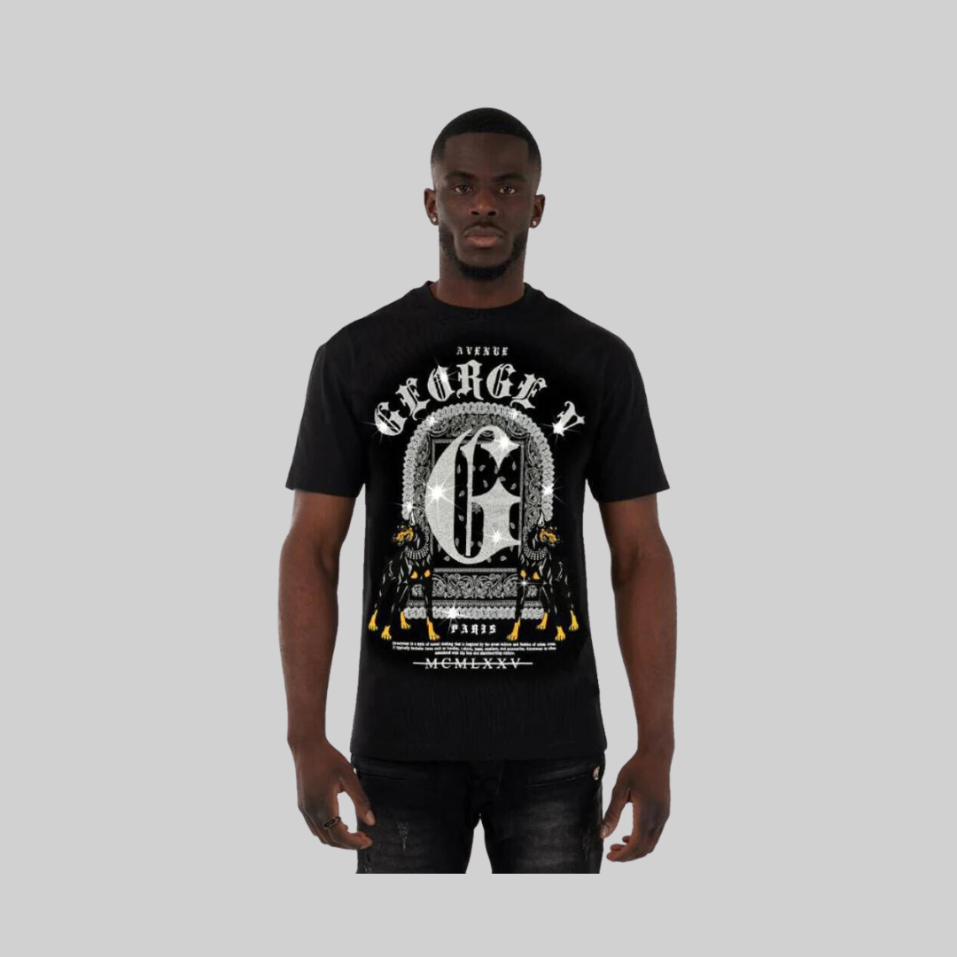 Avenue George V Paris Black 'Doberman' T-Shirt