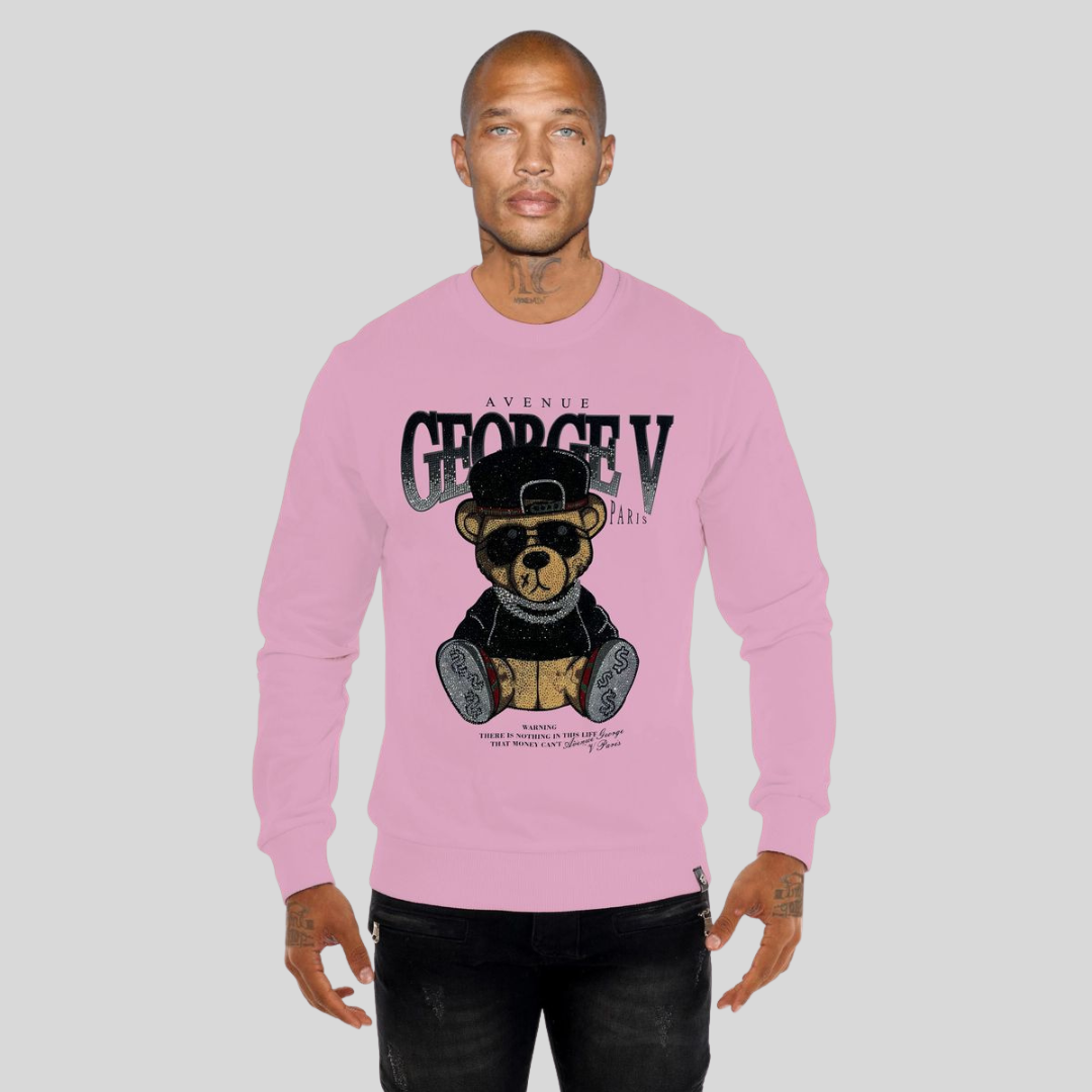 Avenue George V Paris Pink Bear Crewneck Sweater