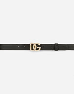 Dolce & Gabbana Calfskin belt with DG logo with rhinestones and pearls
