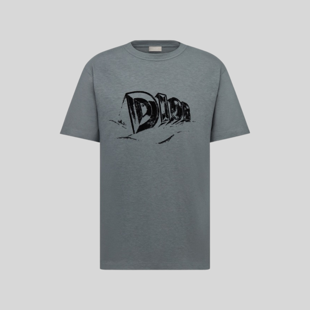 Christian Dior Grey Slub Cotton Jersey T-Shirt