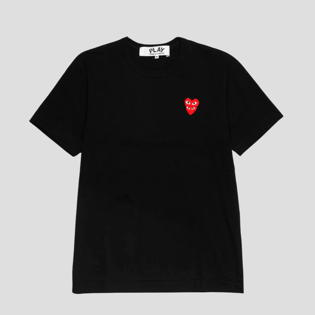 Comme Des Garçons Black Stacked Heart Logo T-Shirt