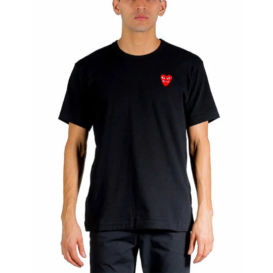 Black Stacked Heart Logo T-Shirt