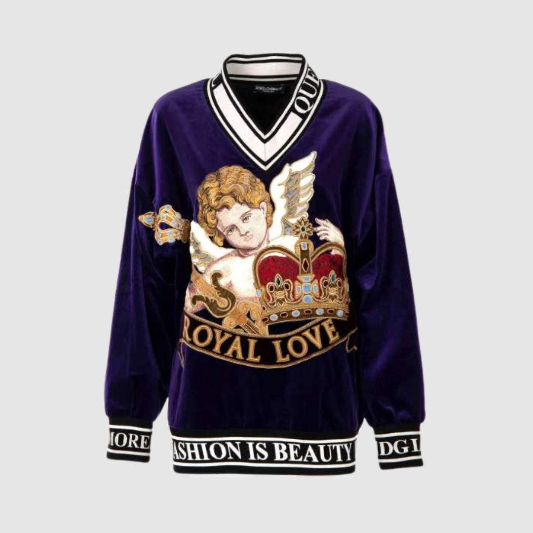 Dolce & Gabbana Purple Velvet Oversize Sweater