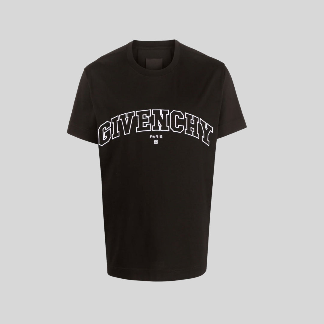 Givenchy Black College Logo-Embroidered T-Shirt