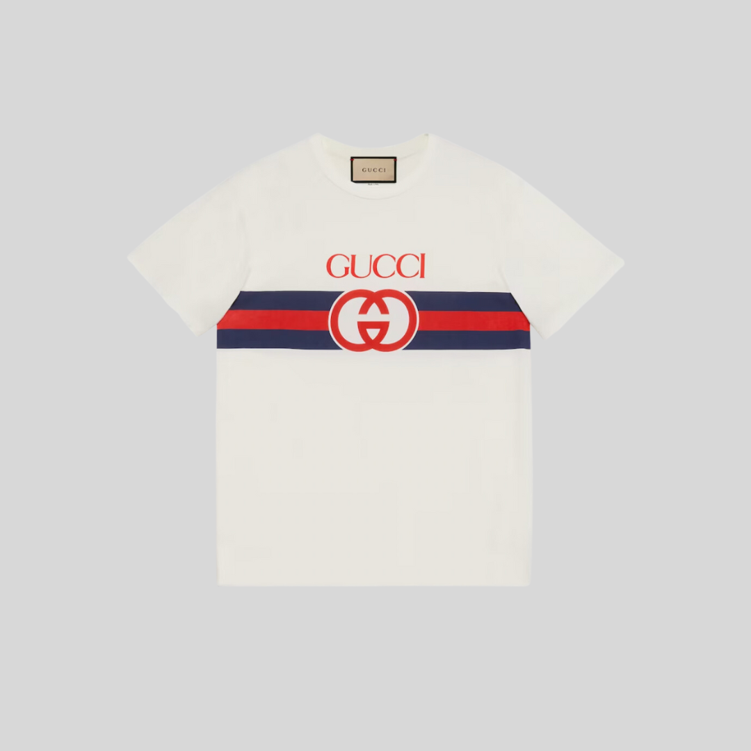 Gucci White Interlocking G-Cotton T-Shirt – ICETIME LUXE Gucci White Interlocking G-Cotton T-Shirt – ICETIME LUXE