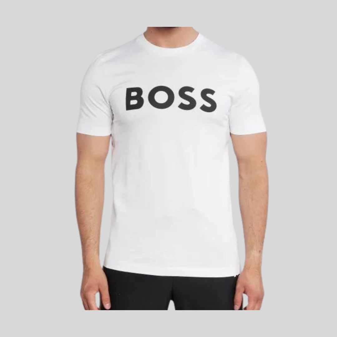 Hugo Boss White Logo Print T-Shirt