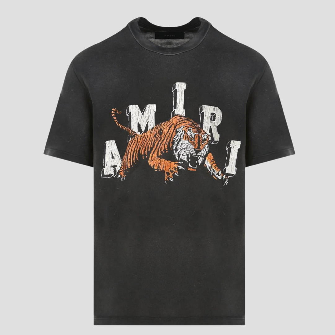 Amiri Black Vintage Tiger Print T-Shirt