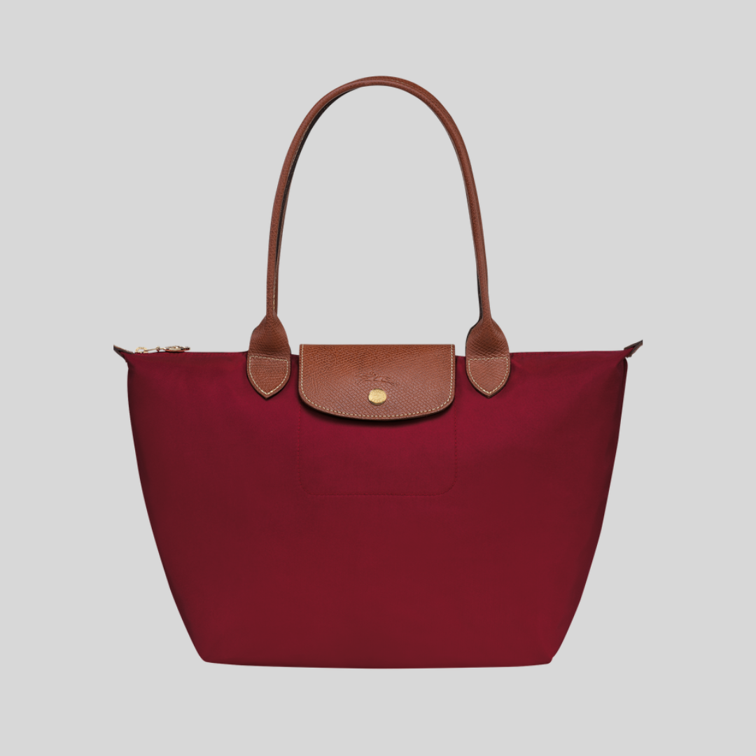 Longchamp Red Recycled Canvas Tote Bag