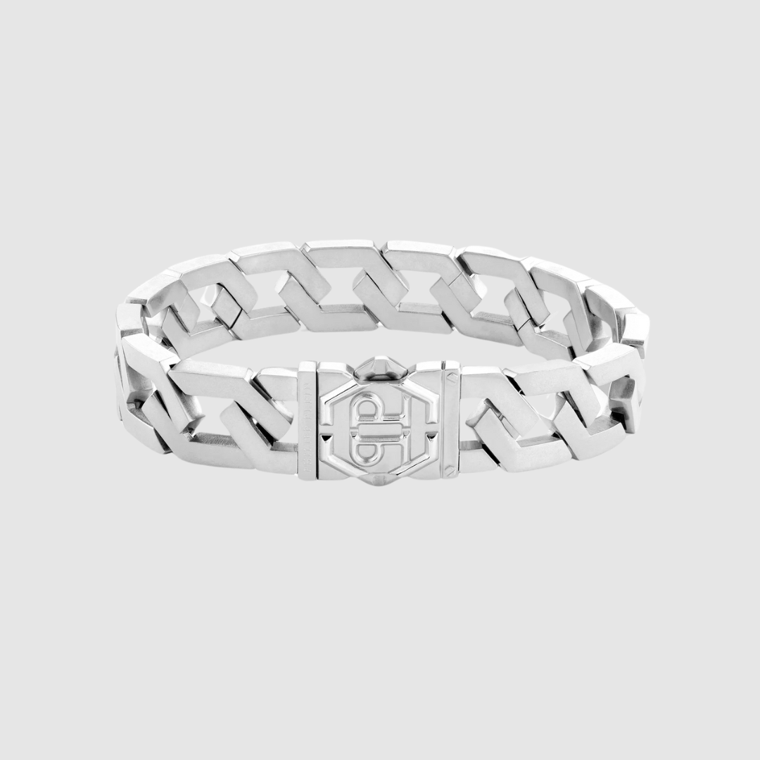 Philipp Plein Stainless Silver Hexagon Tactical Bracelet