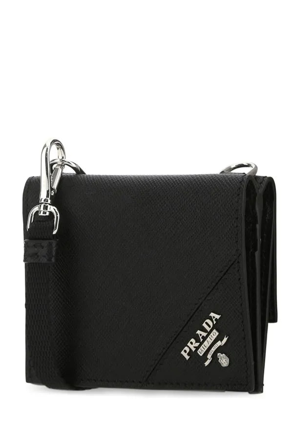 Prada Black Leather Holder Wallet