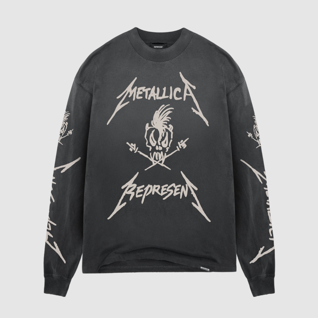 Represent X Metallica Stained Black Garage Inc Long Sleeve T-Shirt