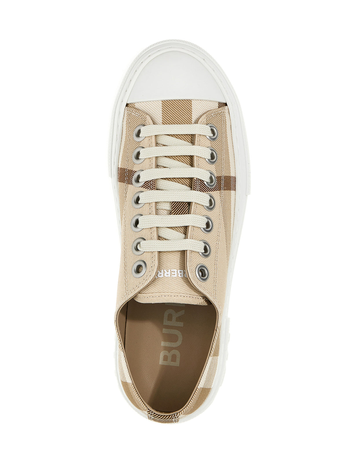Burberry Beige Check-Print Sneakers