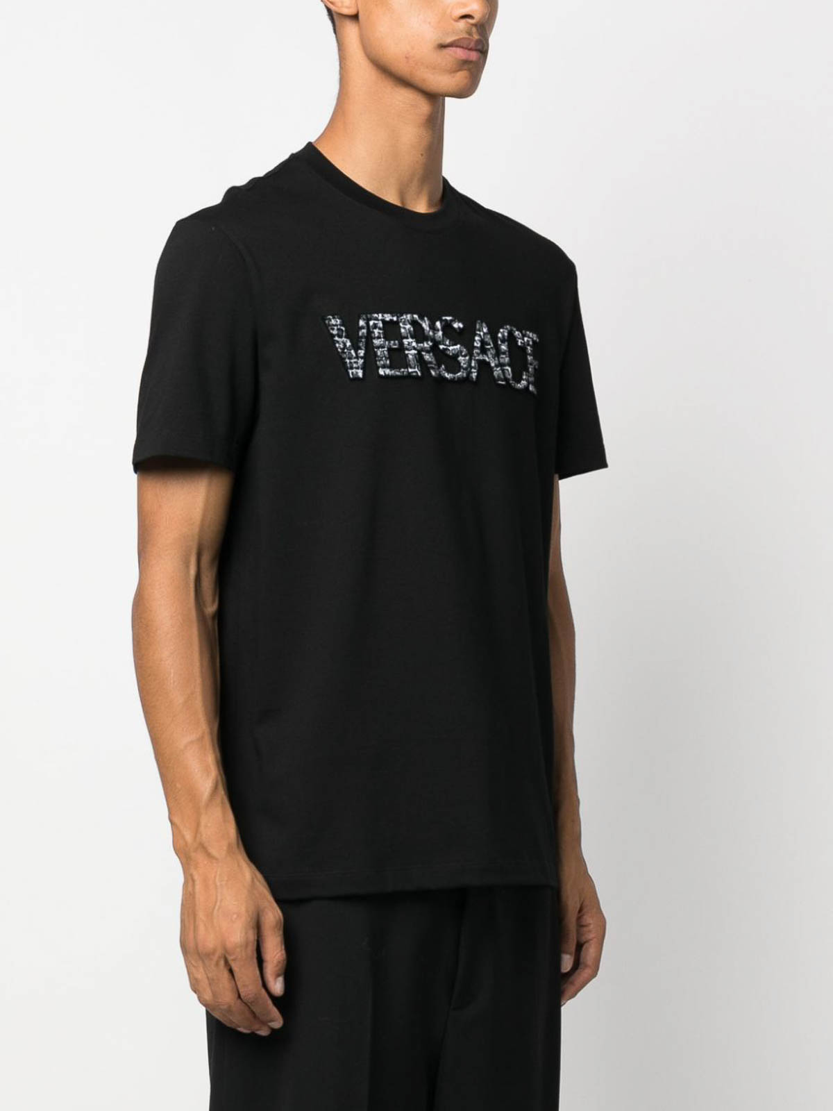 Versace Black Logo-Appliqué T-Shirt