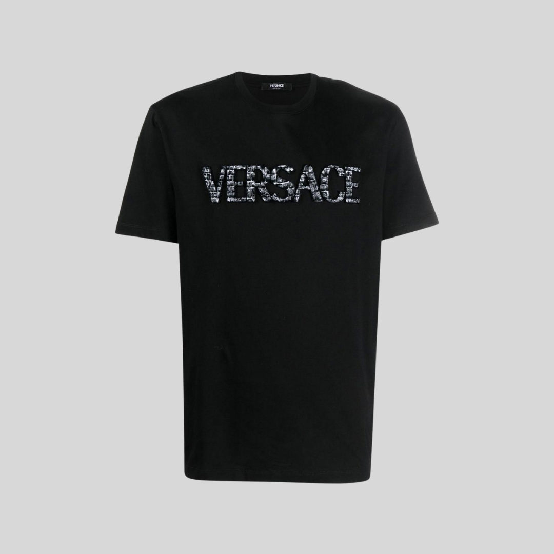 Versace Black Logo-Appliqué T-Shirt