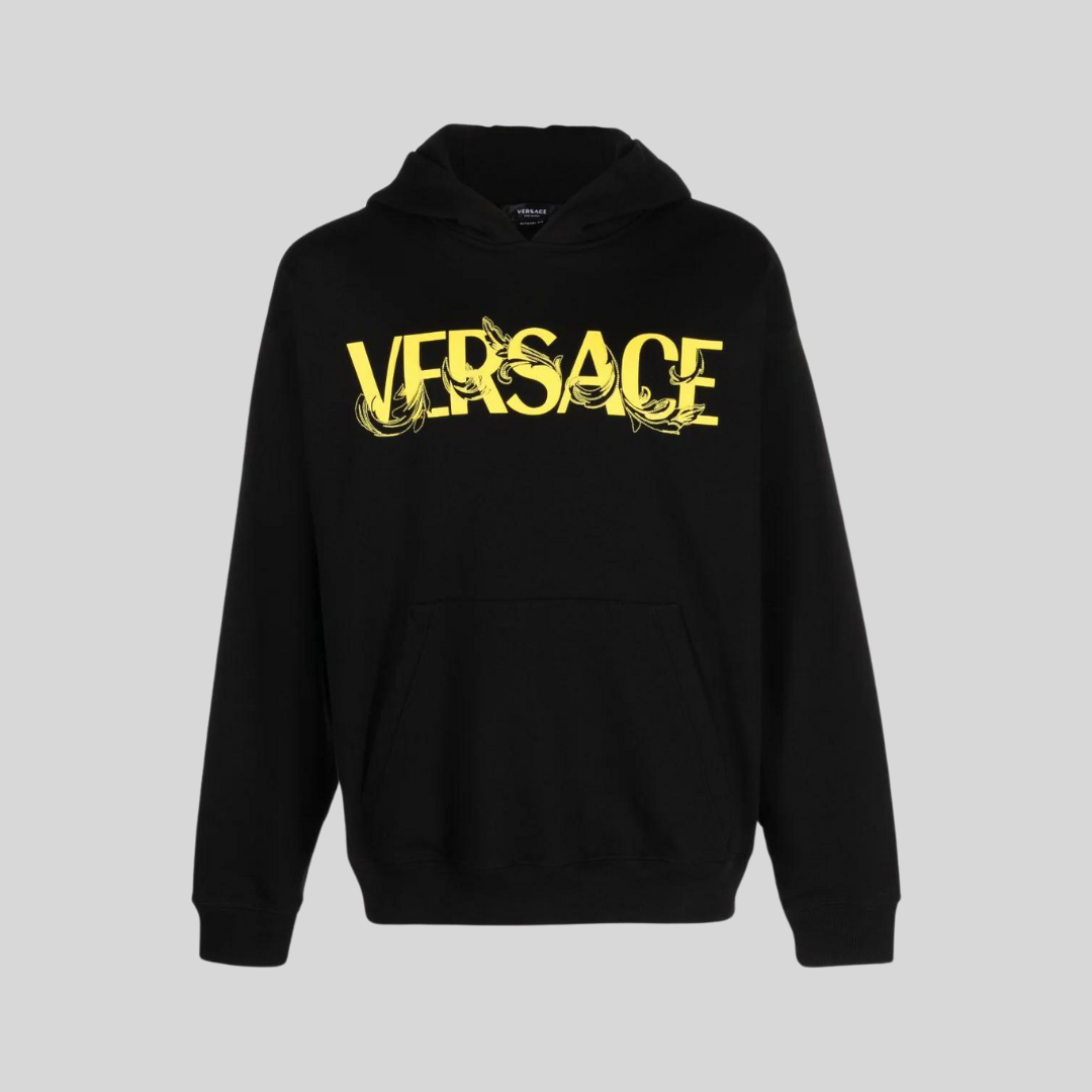 Versace Black Logo-print Cotton Hoodie