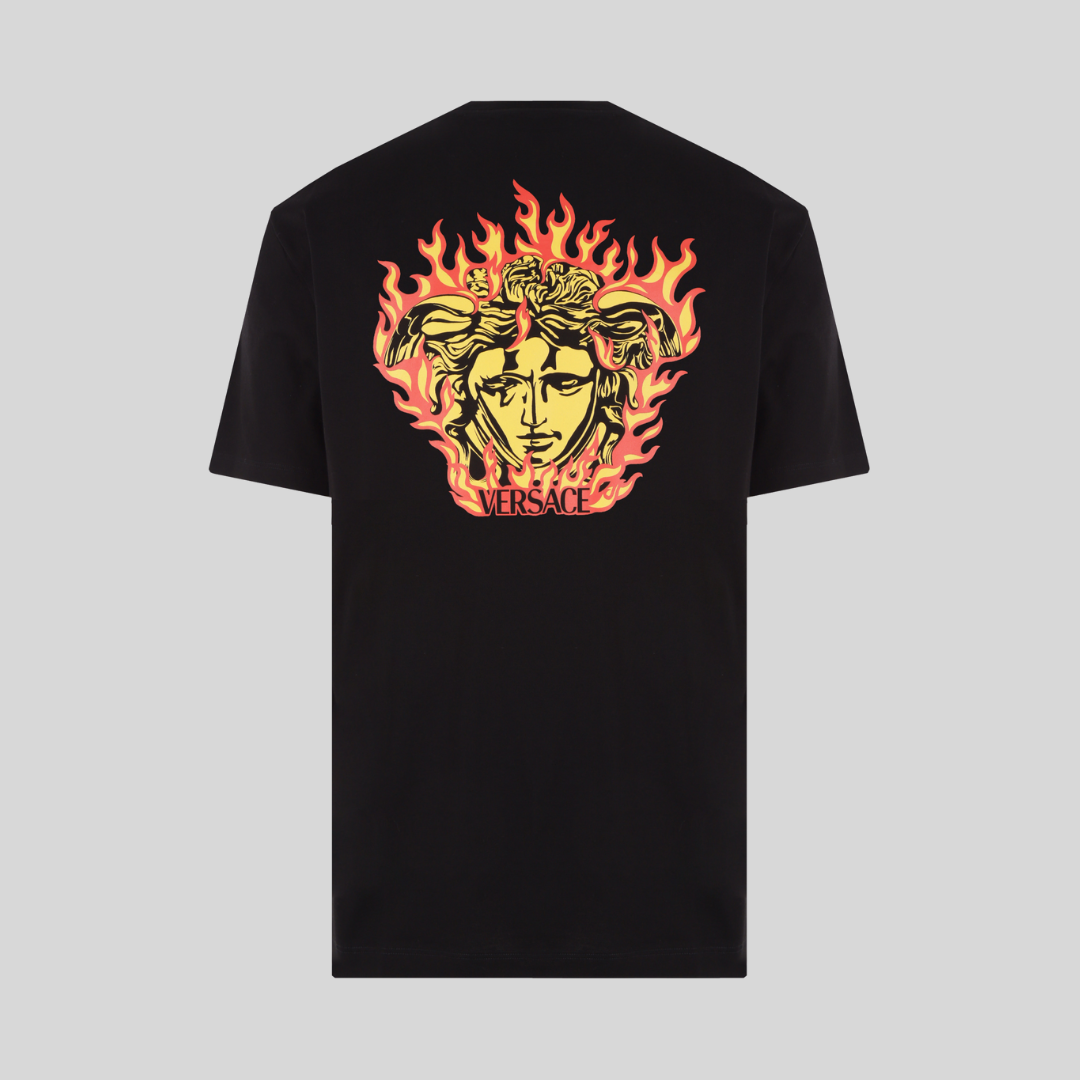 Versace Black Medusa Flame Print T-Shirt