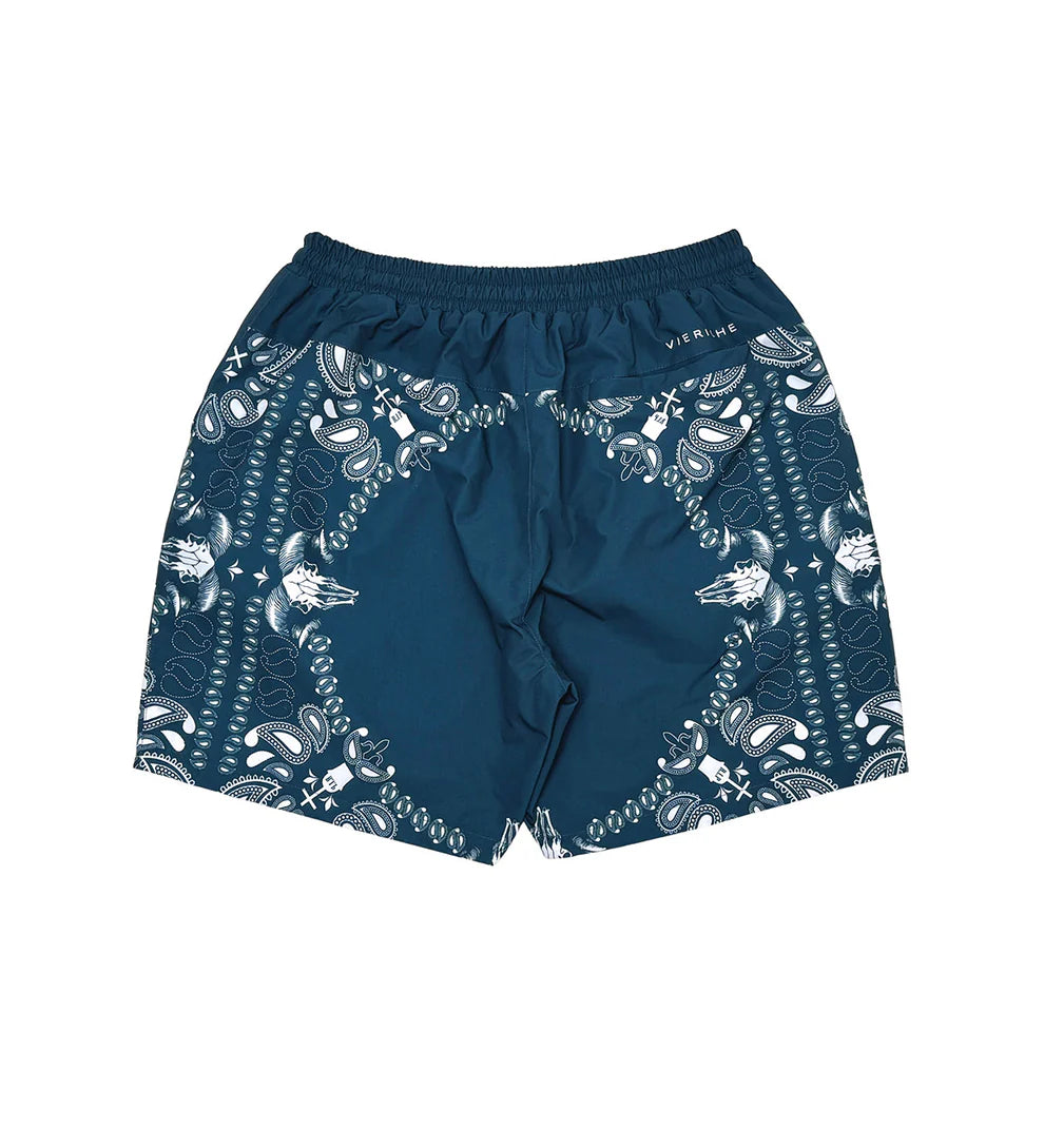 Vie+Riche Paris Navy Reversible Paisley Shorts