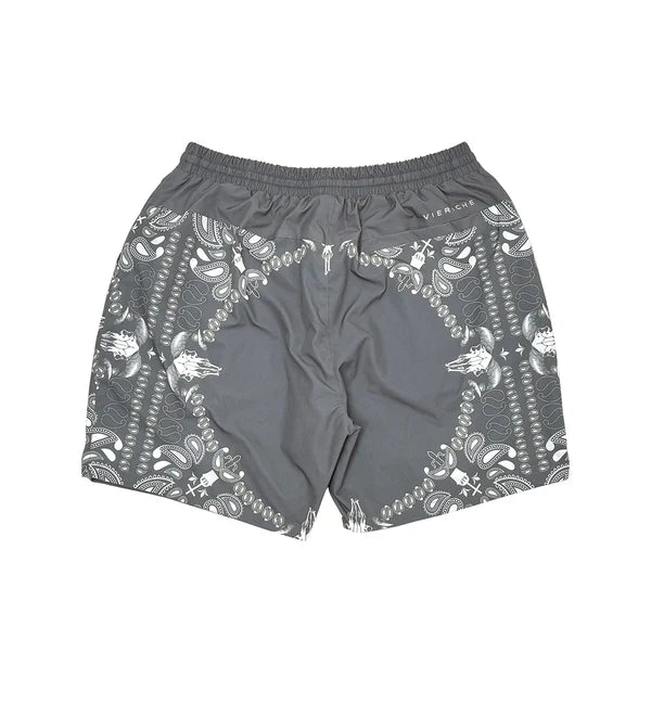 Vie+Riche Paris Reversible Paisley Print Taupe Shorts