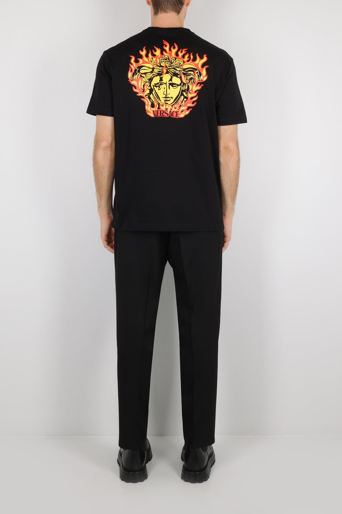 Versace Black Medusa Flame Print T-Shirt