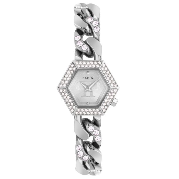 Philipp Plein Silver The Hexagon Groumette Crystal Watch