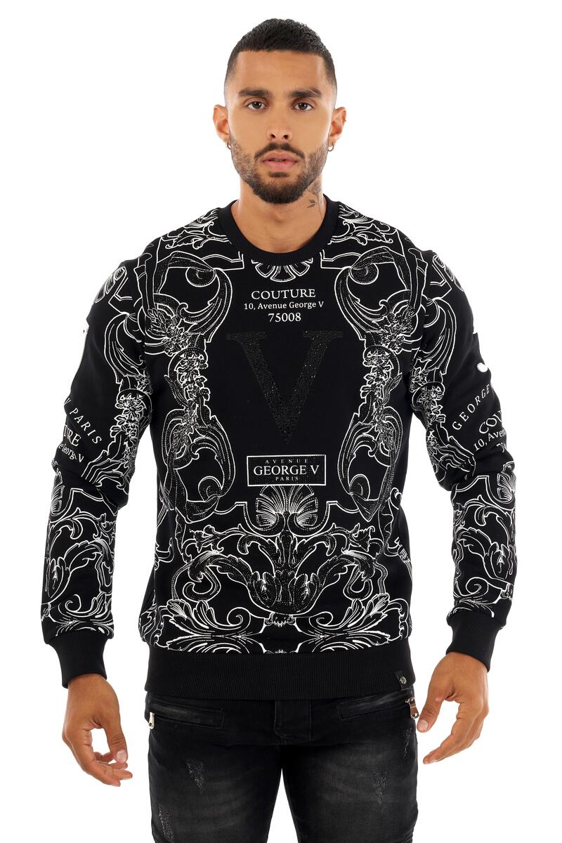 Avenue George V Paris Black Baroque GV Sweatshirt