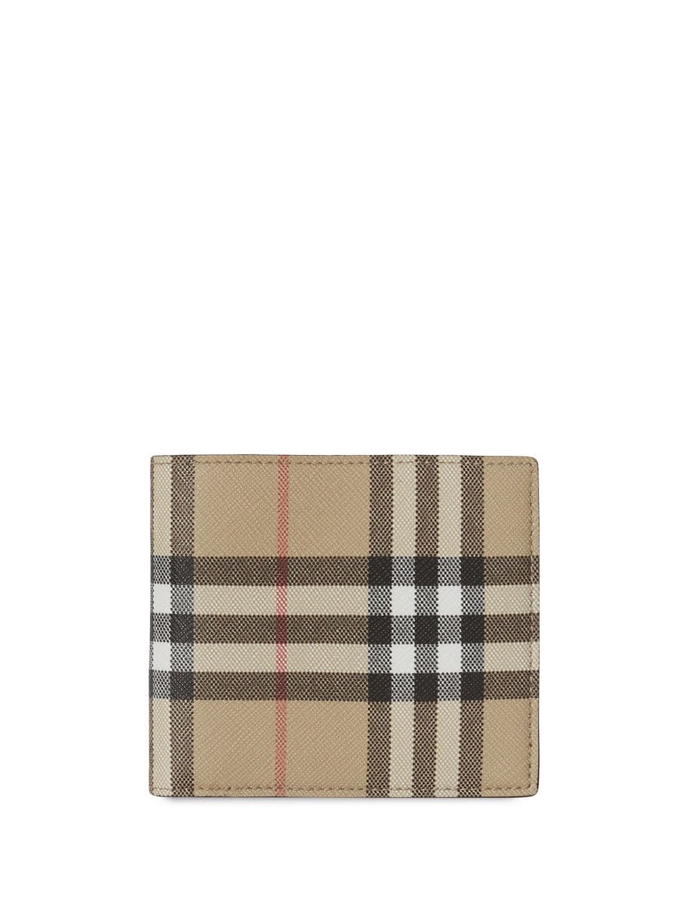 Burberry Beige Check-Pattern Bi-Fold Wallet